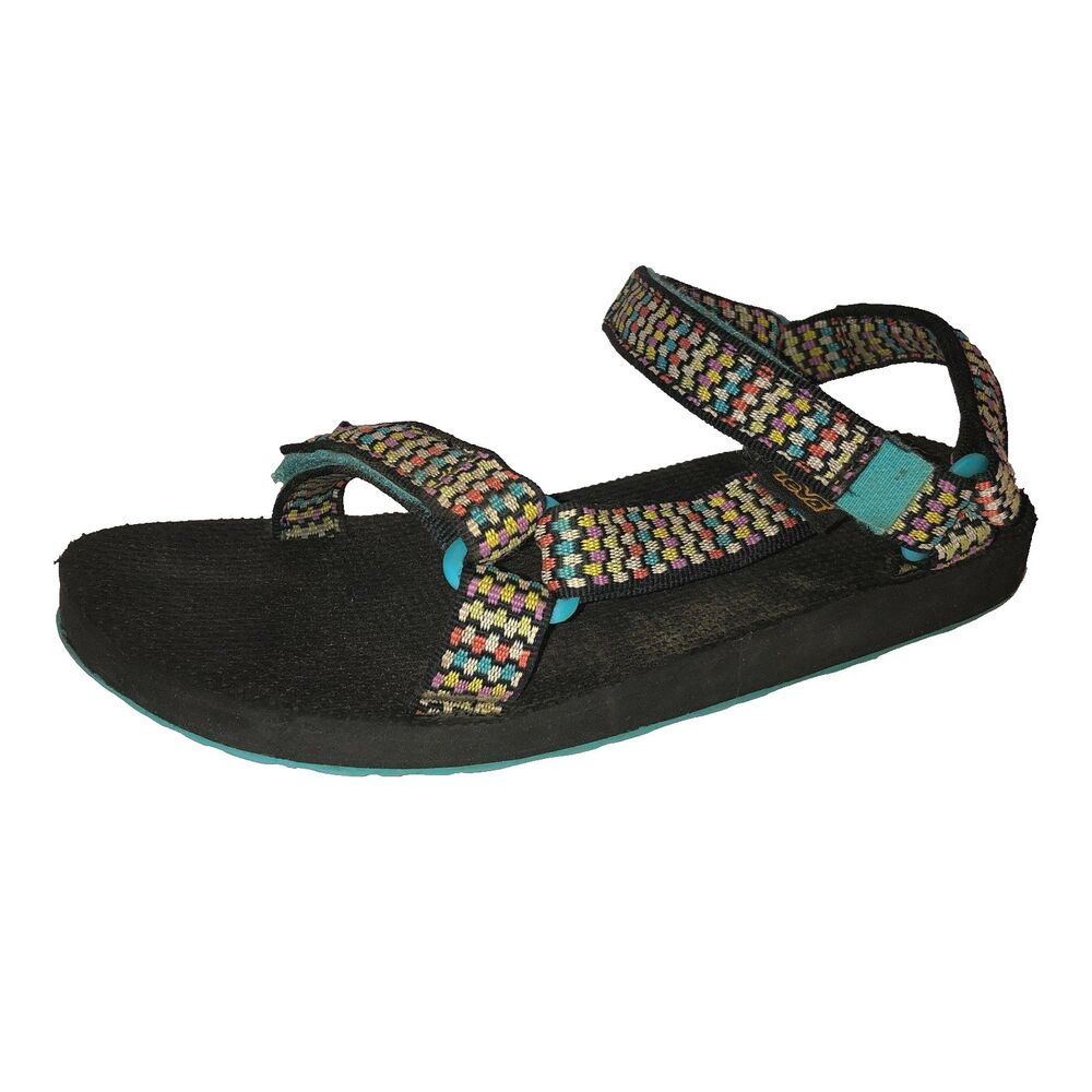 Teva Hurricane Sandals Size 4 Youth Teal Black Shoes Straps Outdoor Hiking Water